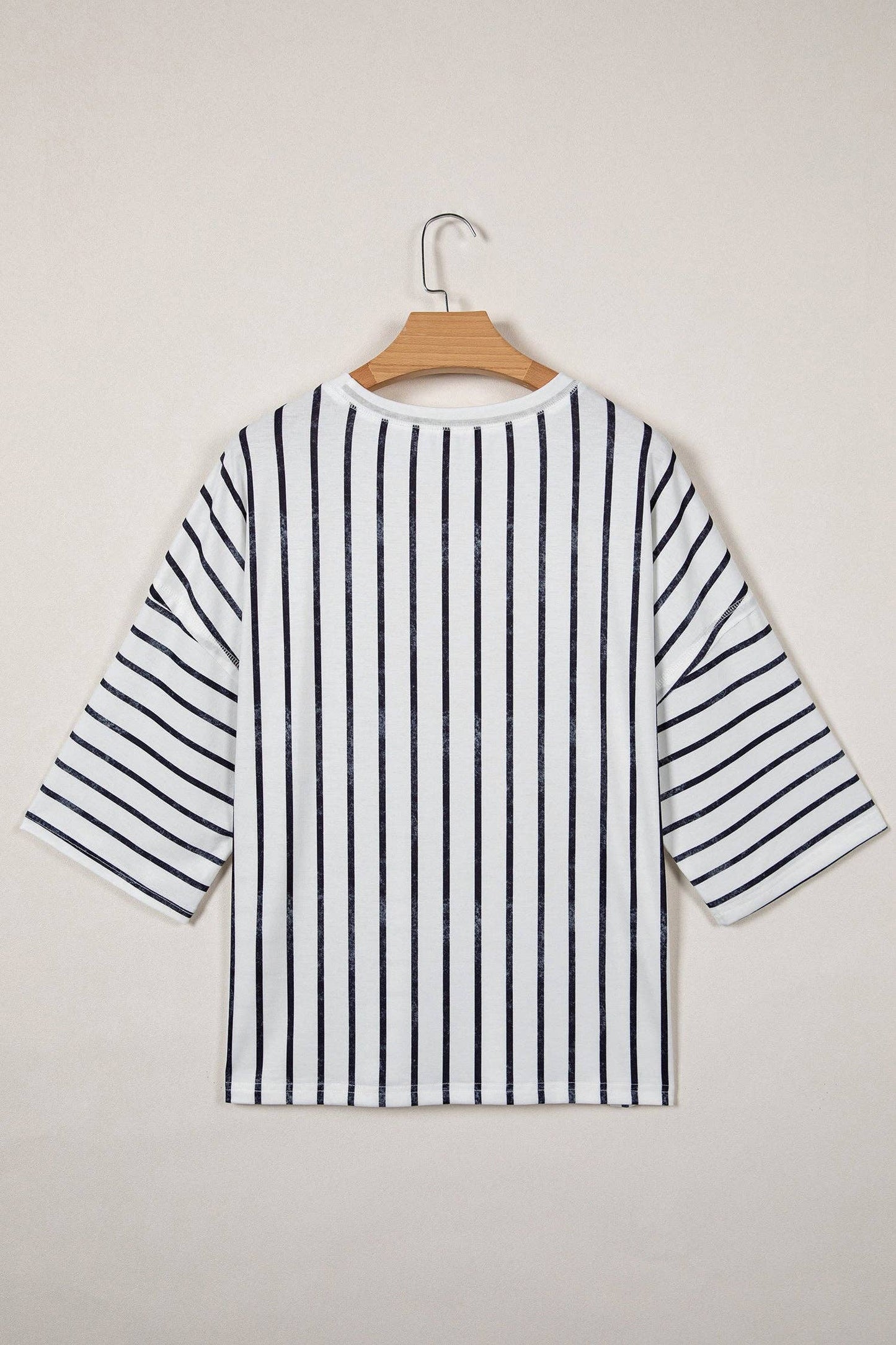 Indie & Co. | Women's Apparel - Danna Stripe Tee-Khaki | Colorblock Tee | 3/4 Sleeve Tee