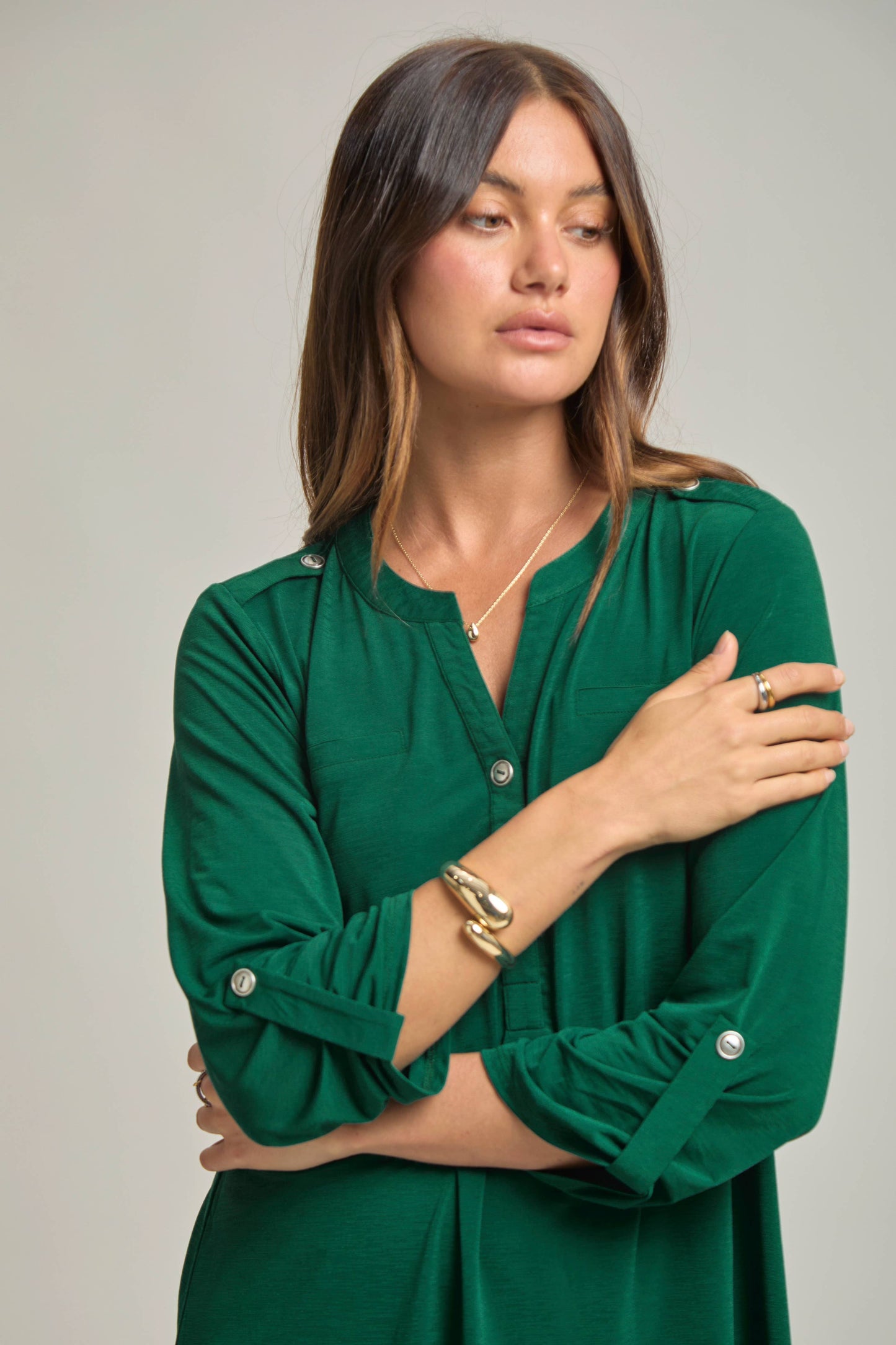 DEAR SCARLETT - Solid Colored Buttoned Lizzy Top