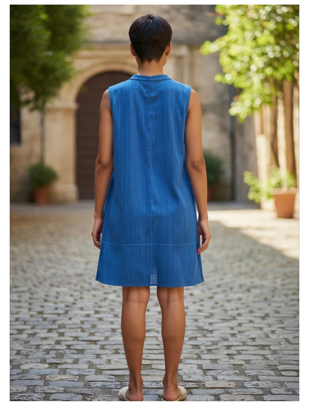 Knit Denim Sleeveless Dress