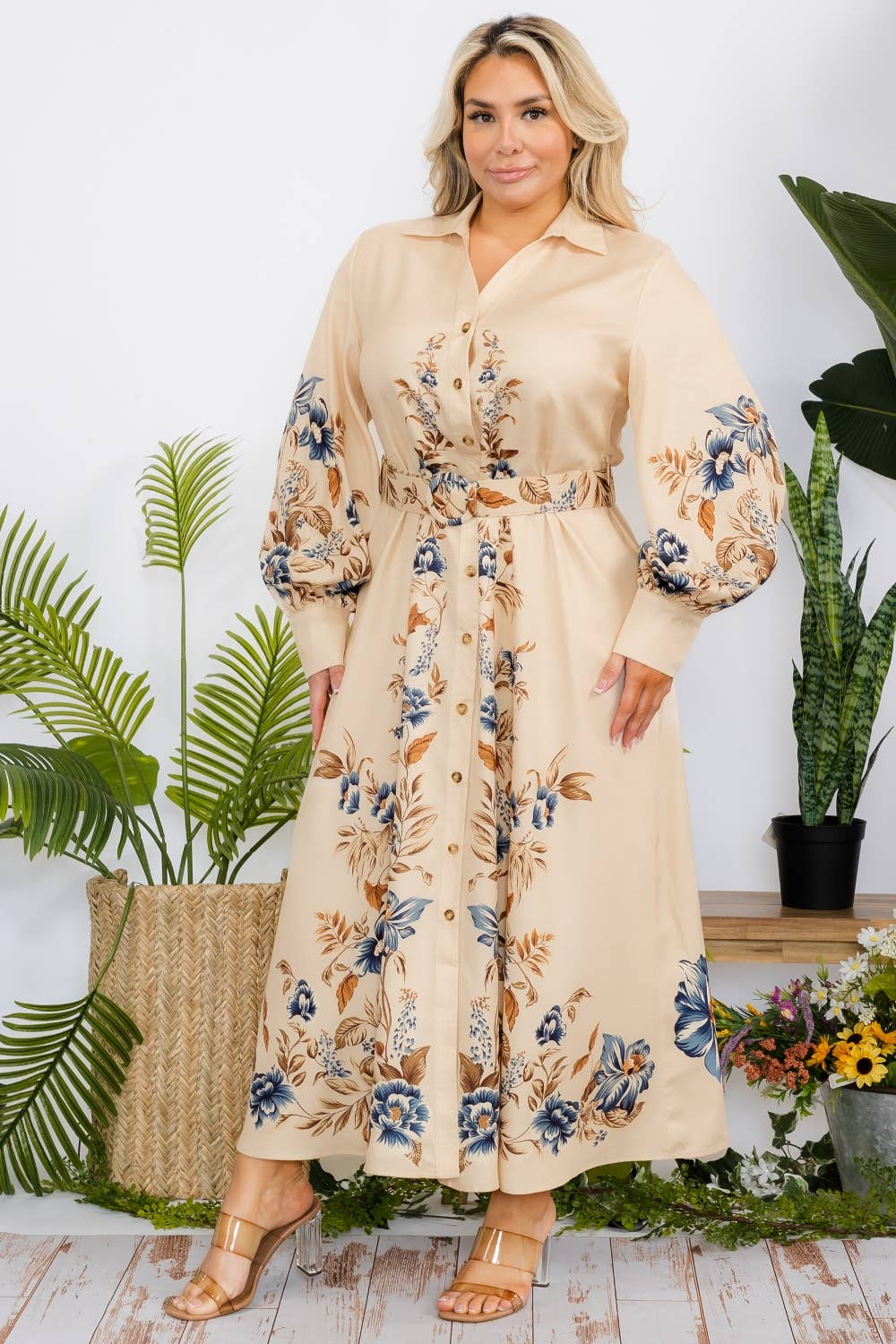 Plus Size Women Flower Detail Maxi Dress