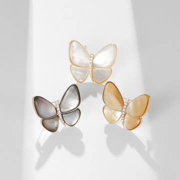 Mother of Pearl Butterfly Statement Broach in Solid Copper