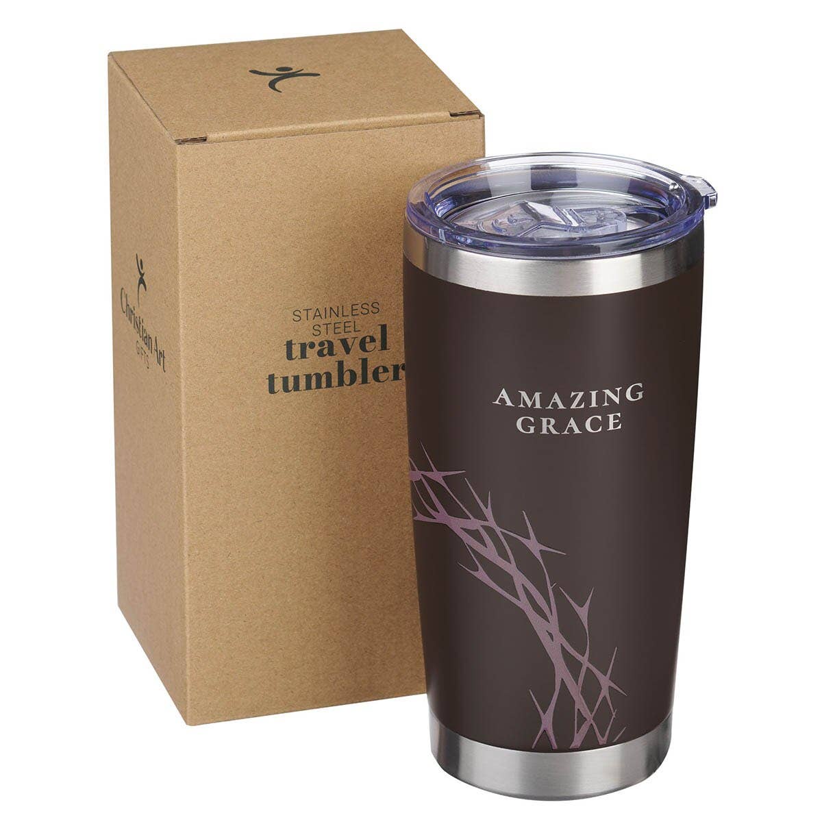 Christian Art Gifts - Tumbler SS Taupe Amazing Grace