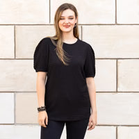 Solid Top with Puffed Sleeves