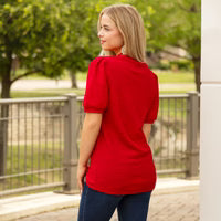 Solid Top with Puffed Sleeves