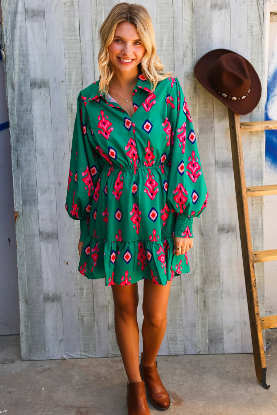 Green Printed Dress