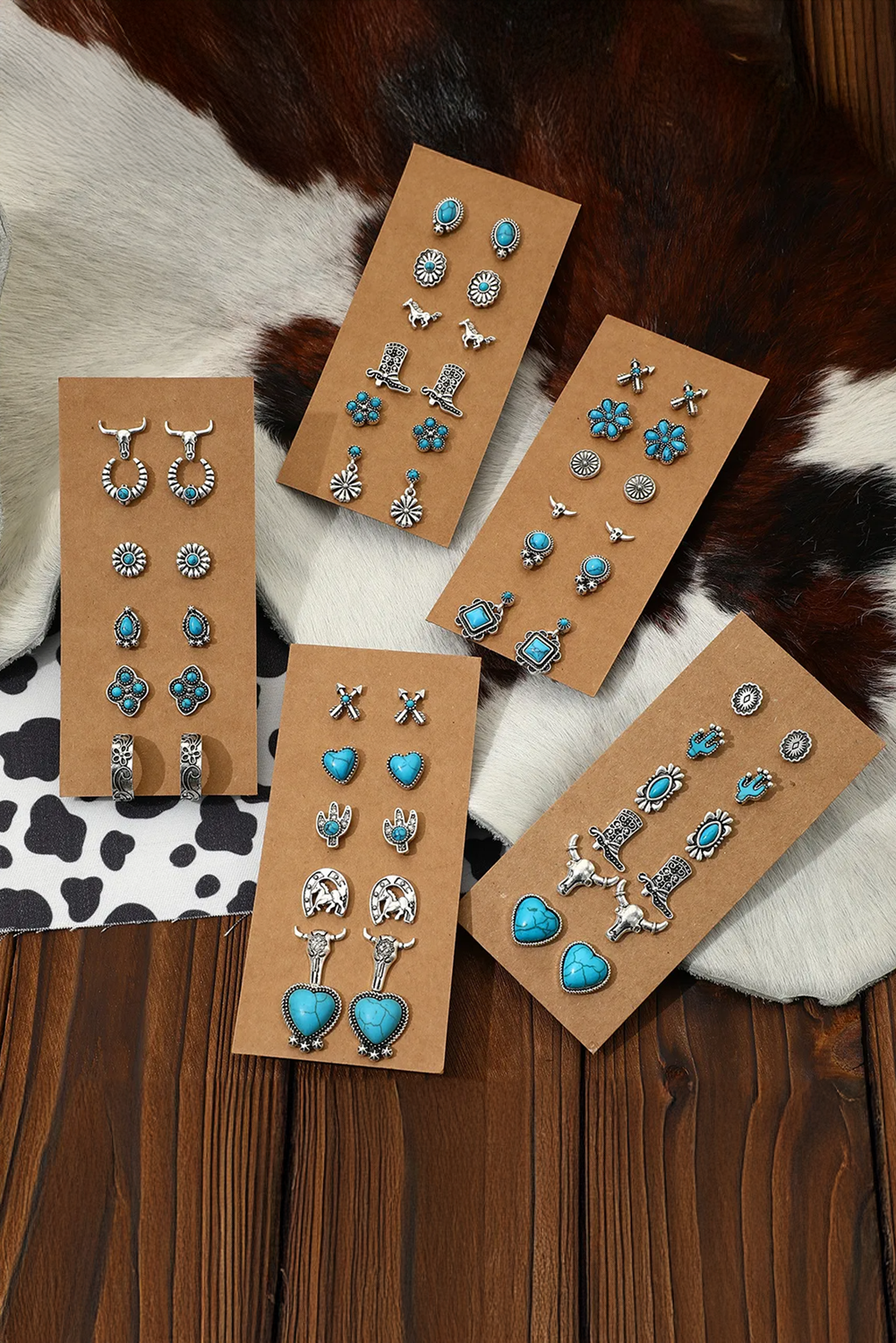 Little Daisy Closet - LDC Vintage Turquoise Western Pattern Stud Earrings