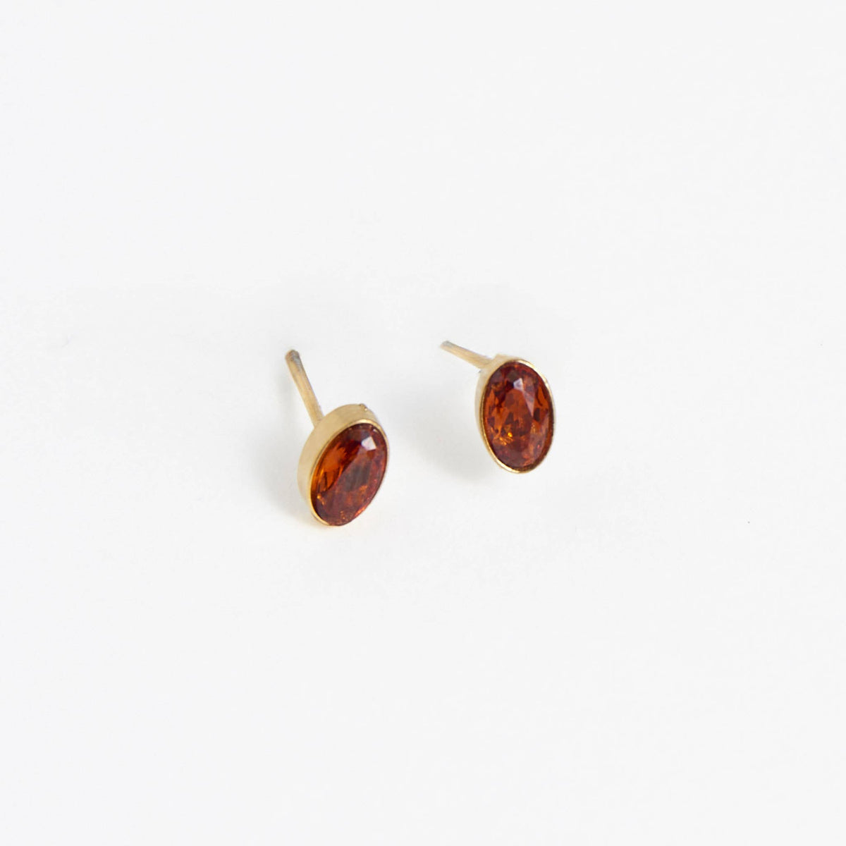 Howard's - Waterproof Earrings Oval Gem Cubic Zirconia 18K Gold Stud