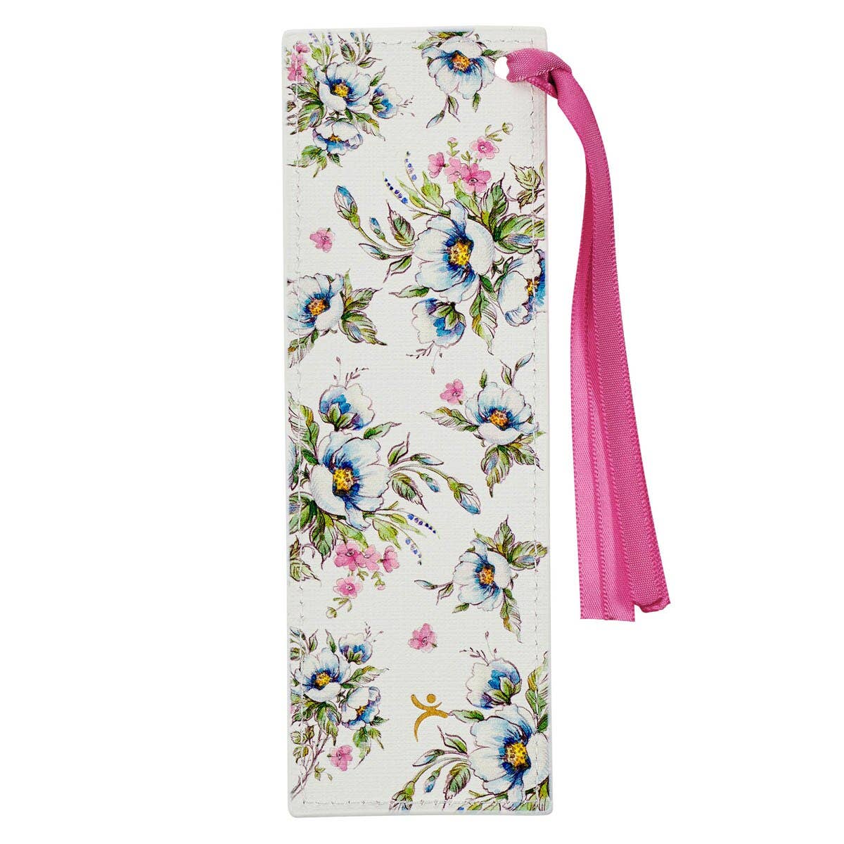 Christian Art Gifts - Give Thanks White Floral Faux Leather Bookmark - Psalm 107:1