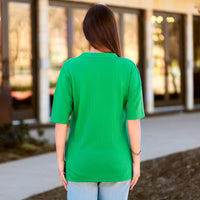 Solid Buttoned Short Sleeve Top with Slits