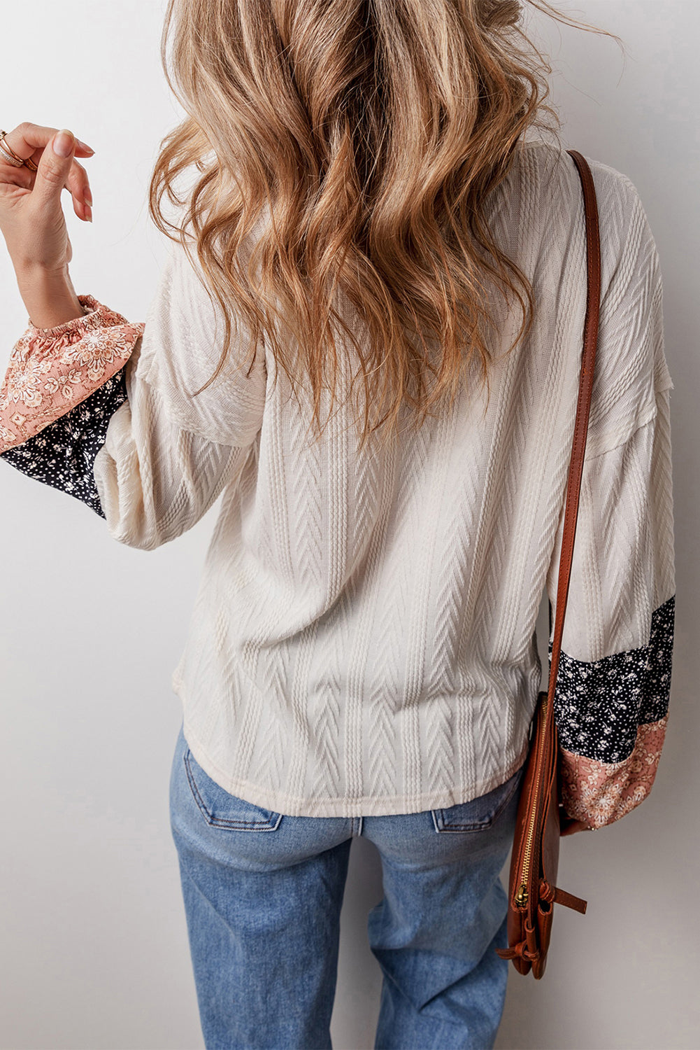 Floral Patchwork Drawstring Blouse