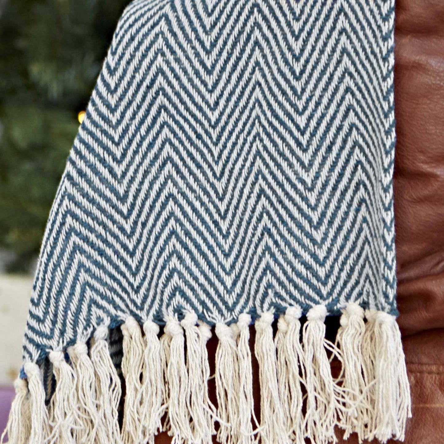 Recycled Cotton Woven Chevron Throw