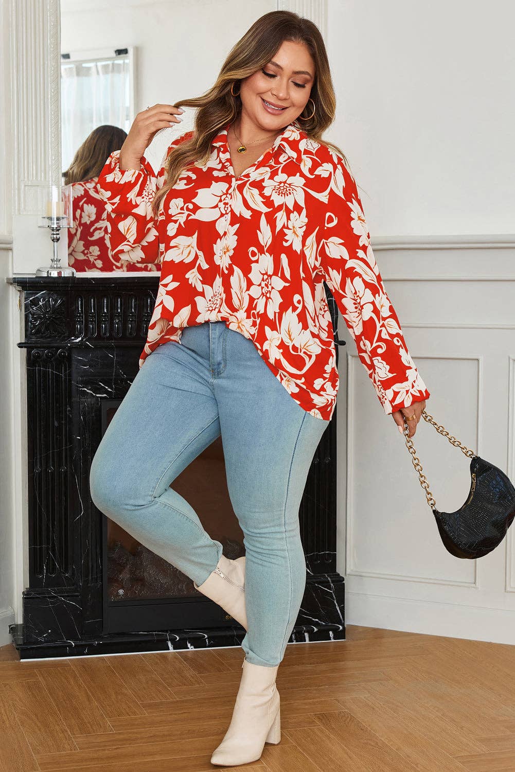 PRETTY BASH - Floral Button-Up Shirt