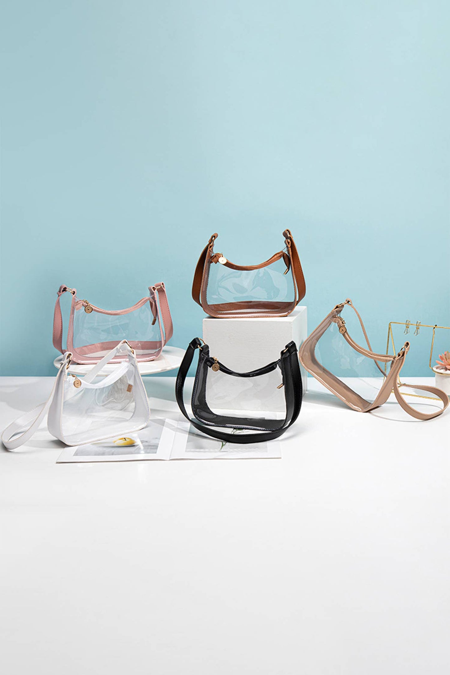 Little Daisy Closet - LDC PU Leather Trim Clear Shoulder Bag