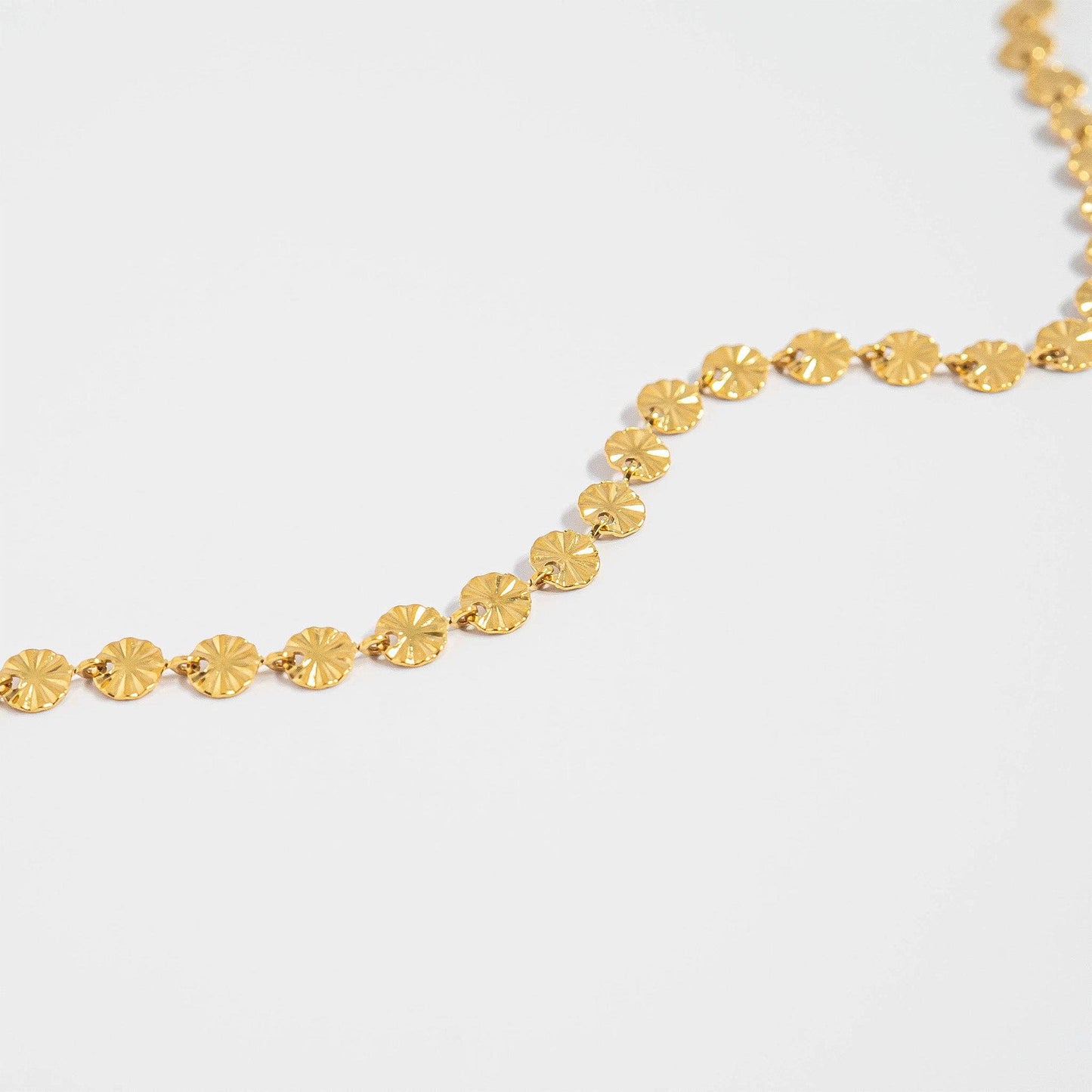 18K Gold PVD Stainless Steel Sunburst Chain Bracelet
