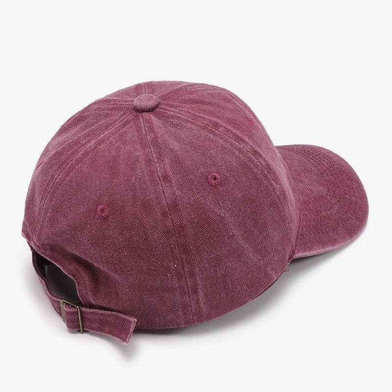 Sheer Trend - Embroidered Heart Design Washed Cotton Baseball Cap