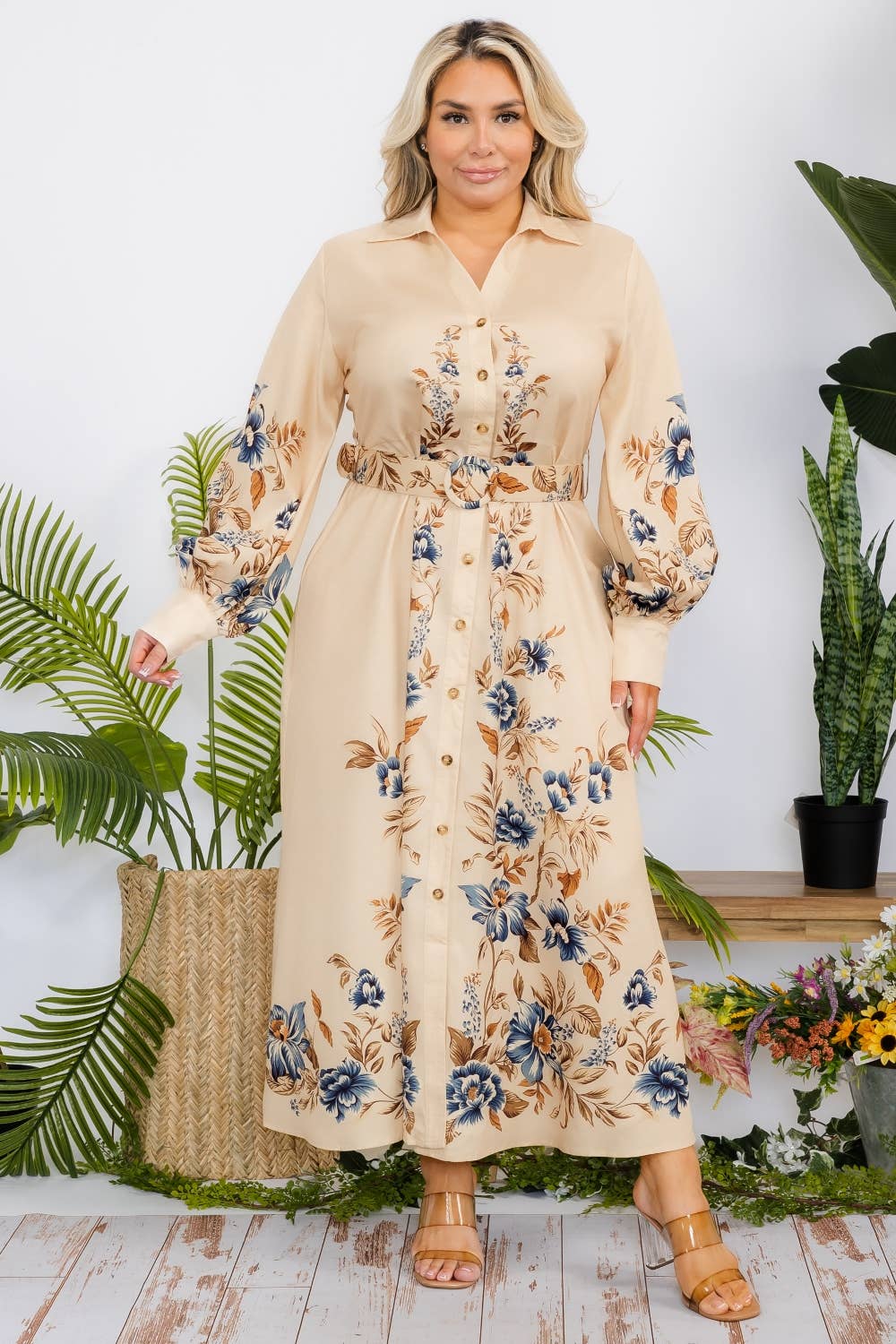 Plus Size Women Flower Detail Maxi Dress