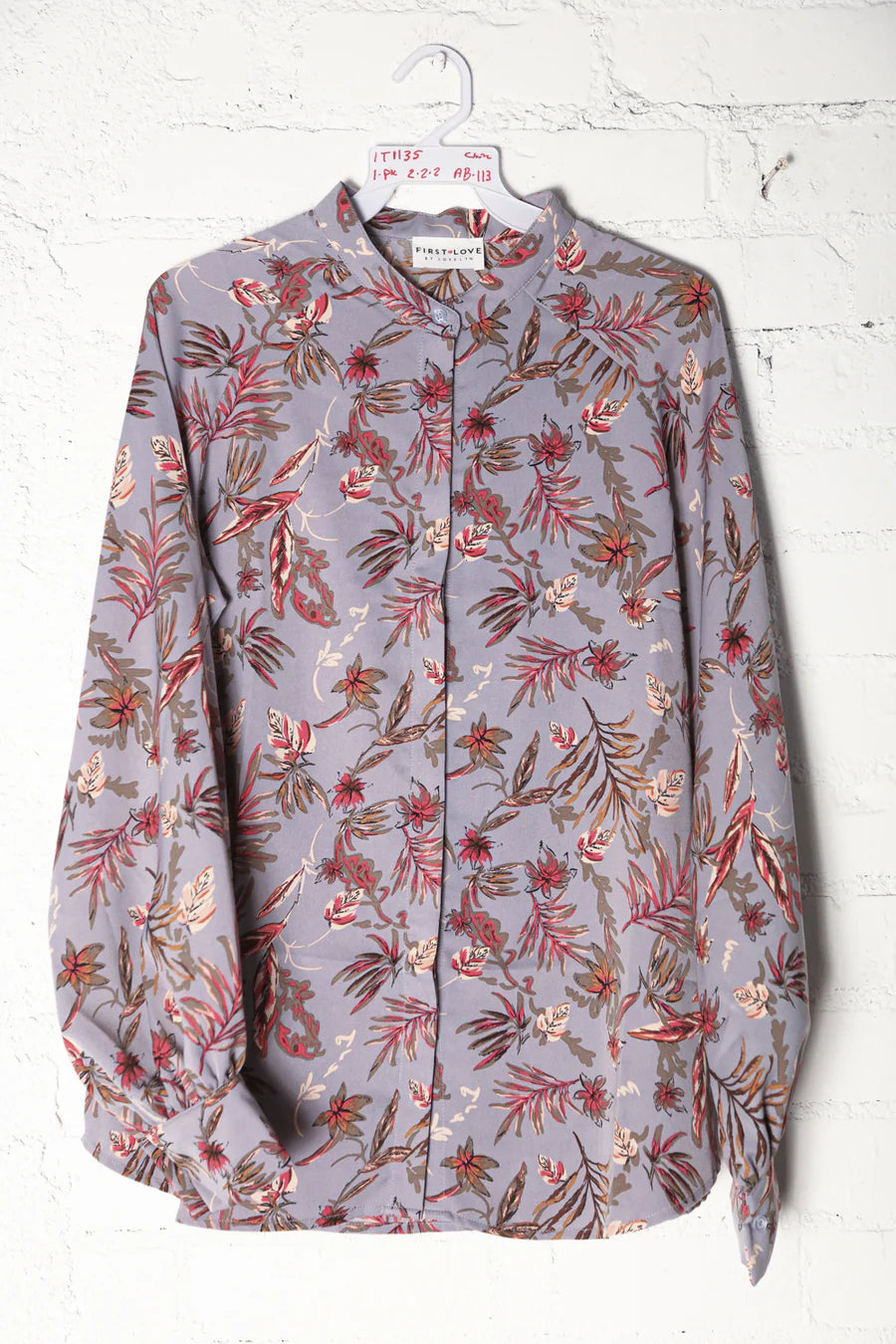 Cement Floral Print Blouse