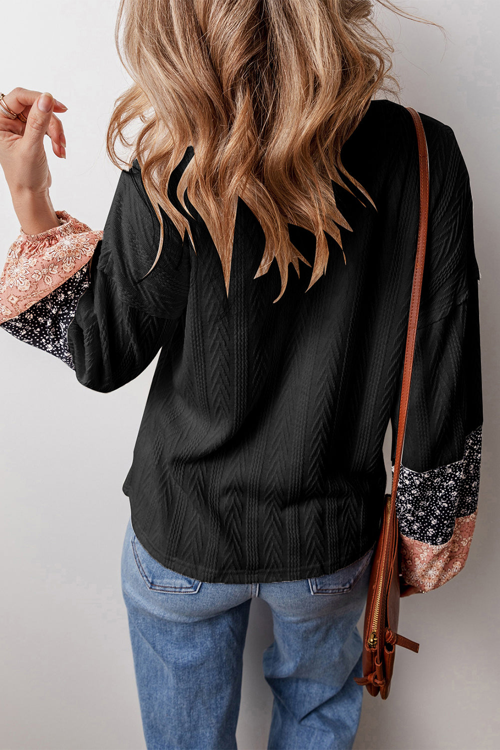 Floral Patchwork Drawstring Blouse
