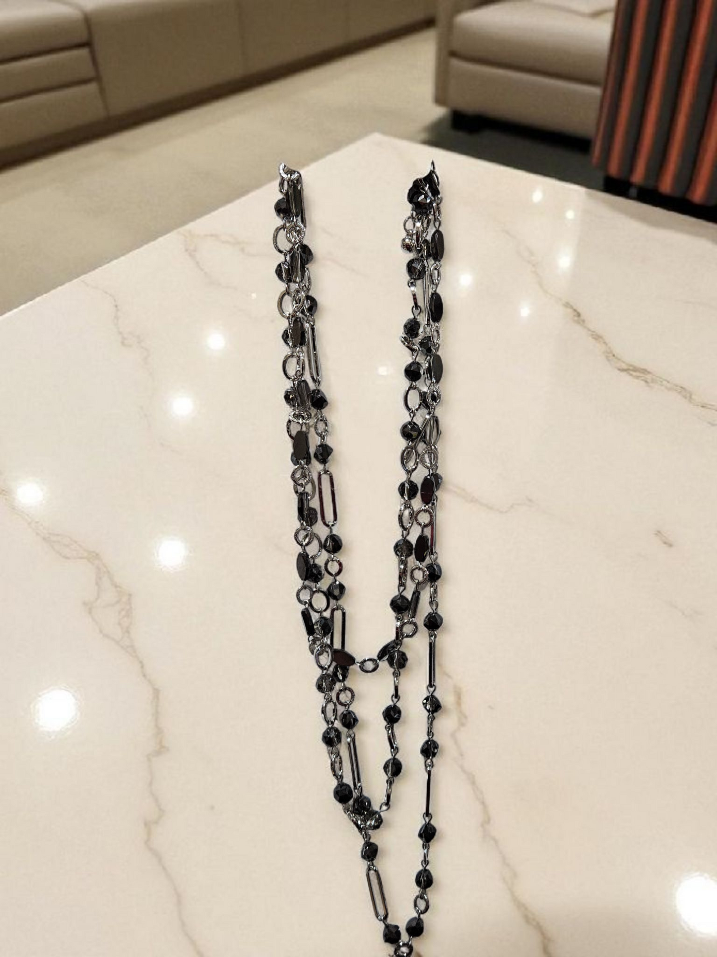 Silver-Tone & Crystal Imitation Necklace