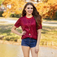Sequin Half Sleeve Top