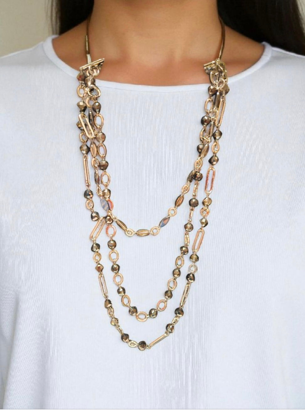 Silver-Tone & Crystal Imitation Necklace