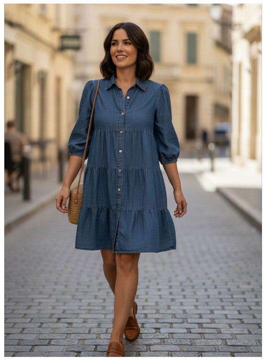 She & Sky Blue Denim Dress