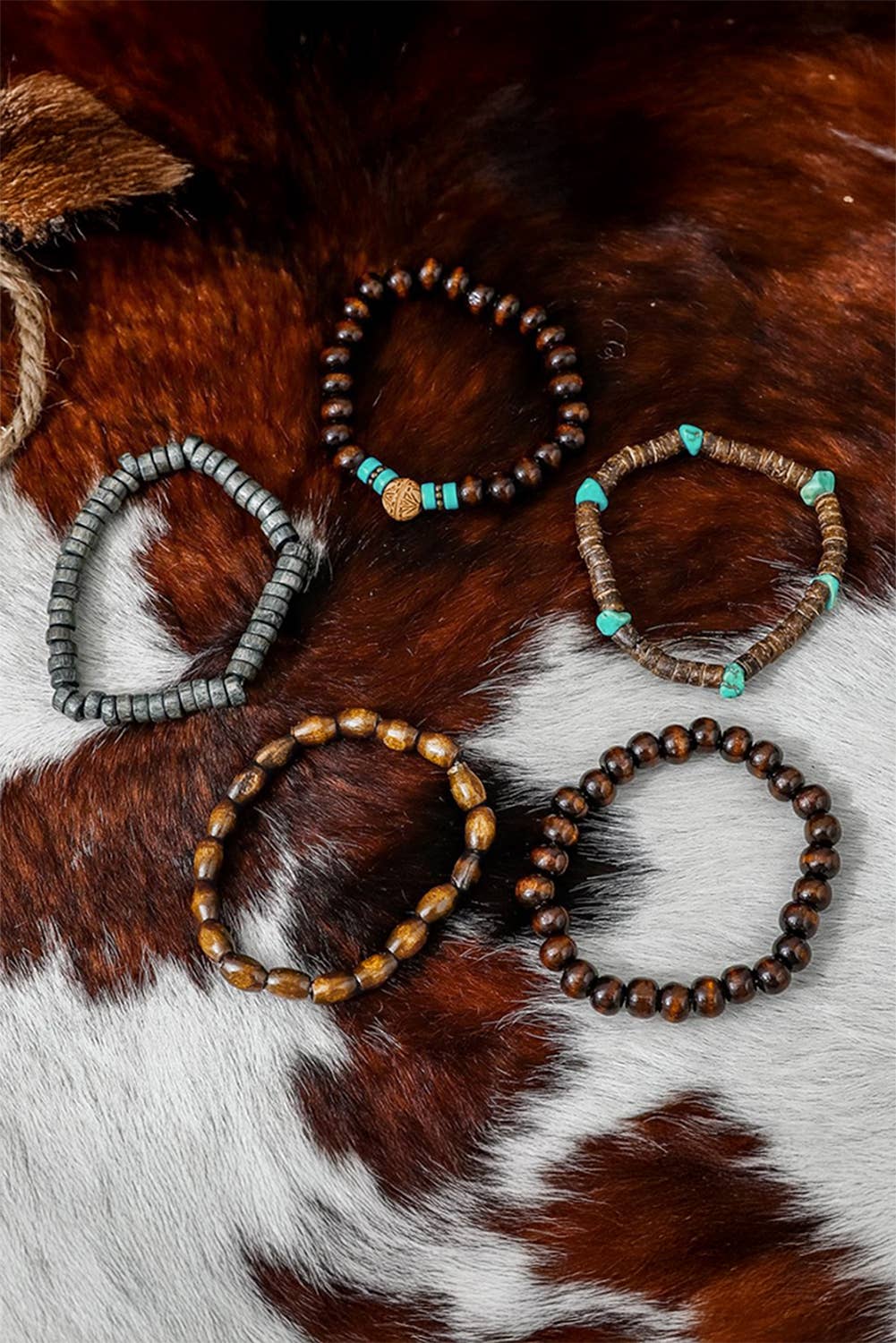Little Daisy Closet - LDC Boho Turquoise Wooden Beaded Multi Layer Bracelet