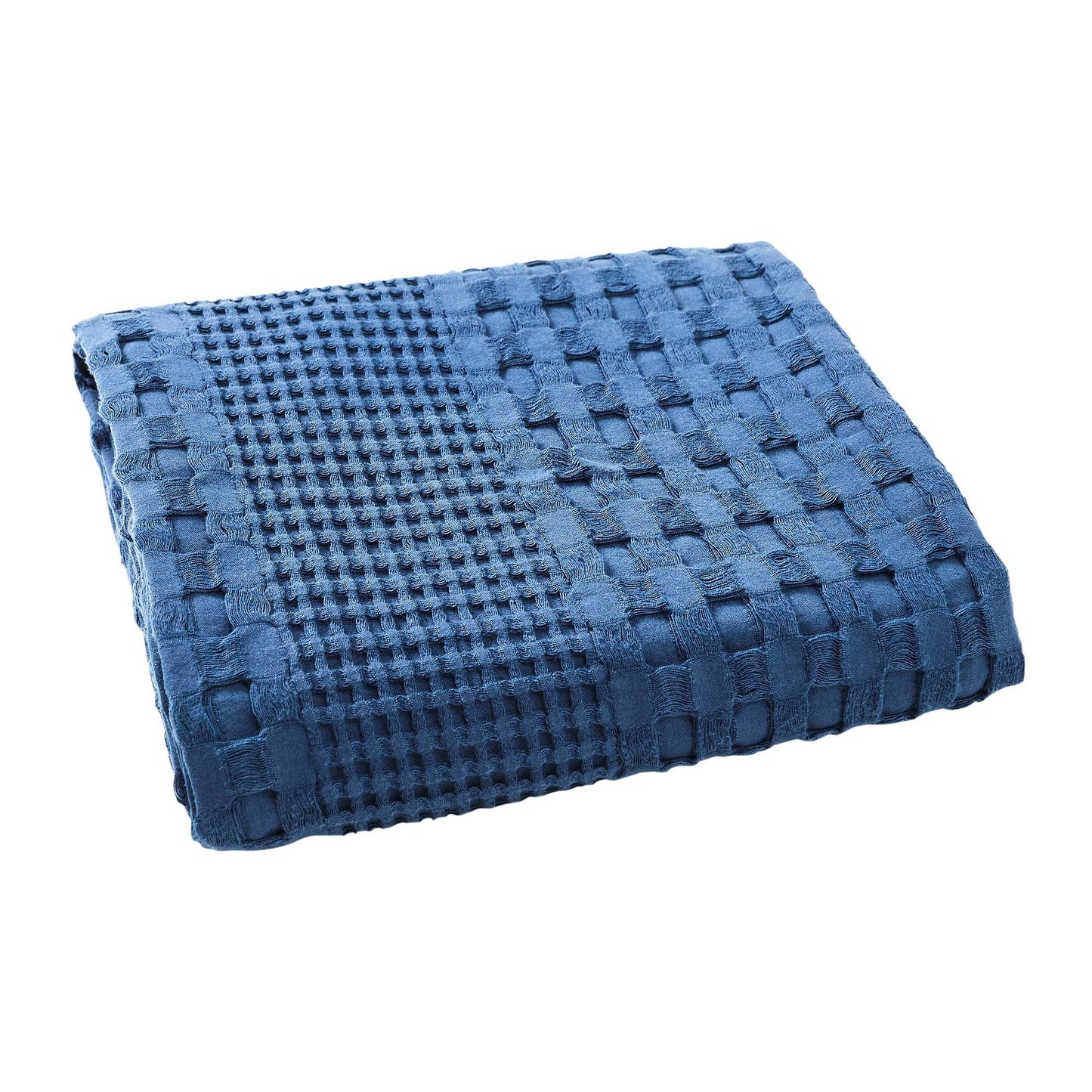 VHC Brands - Navy Blue Waffle Weave Throw Blanket – Cotton 50x60