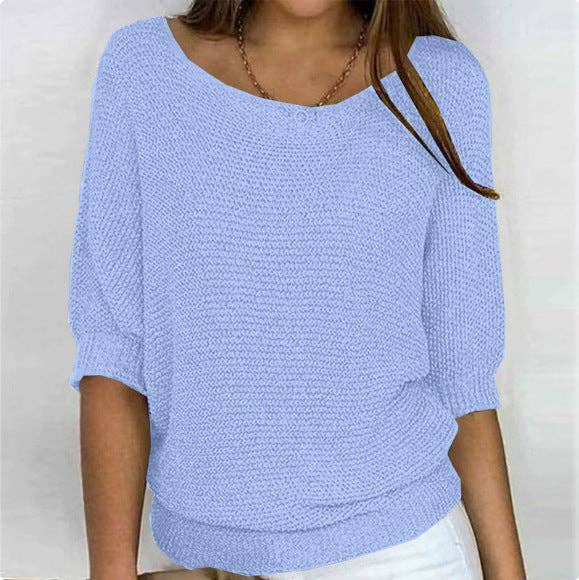 Suhkasana - Lightweight Knit Sweater Dolman Sleeve Pullover Top