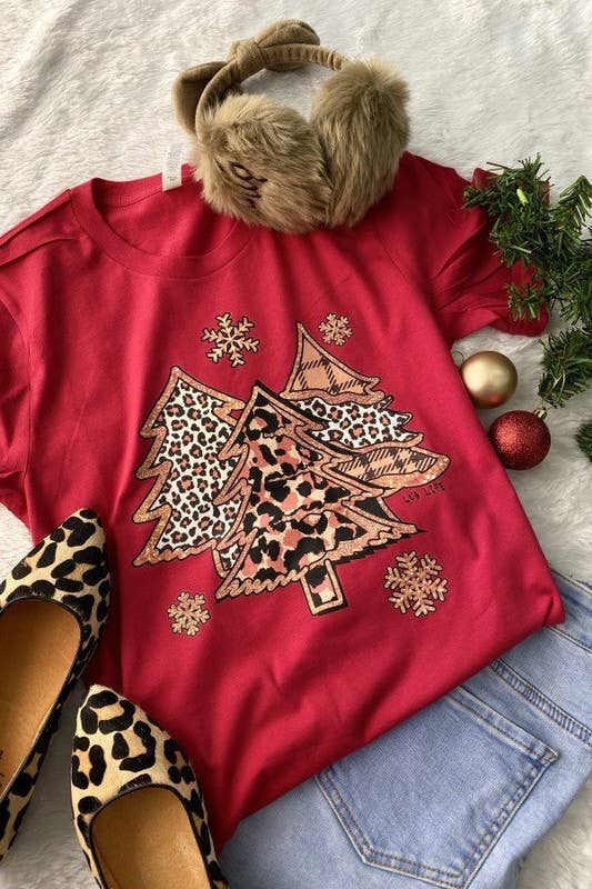 L&B Life - Bella Canvas T-Shirt with three Christmas Trees & Snow