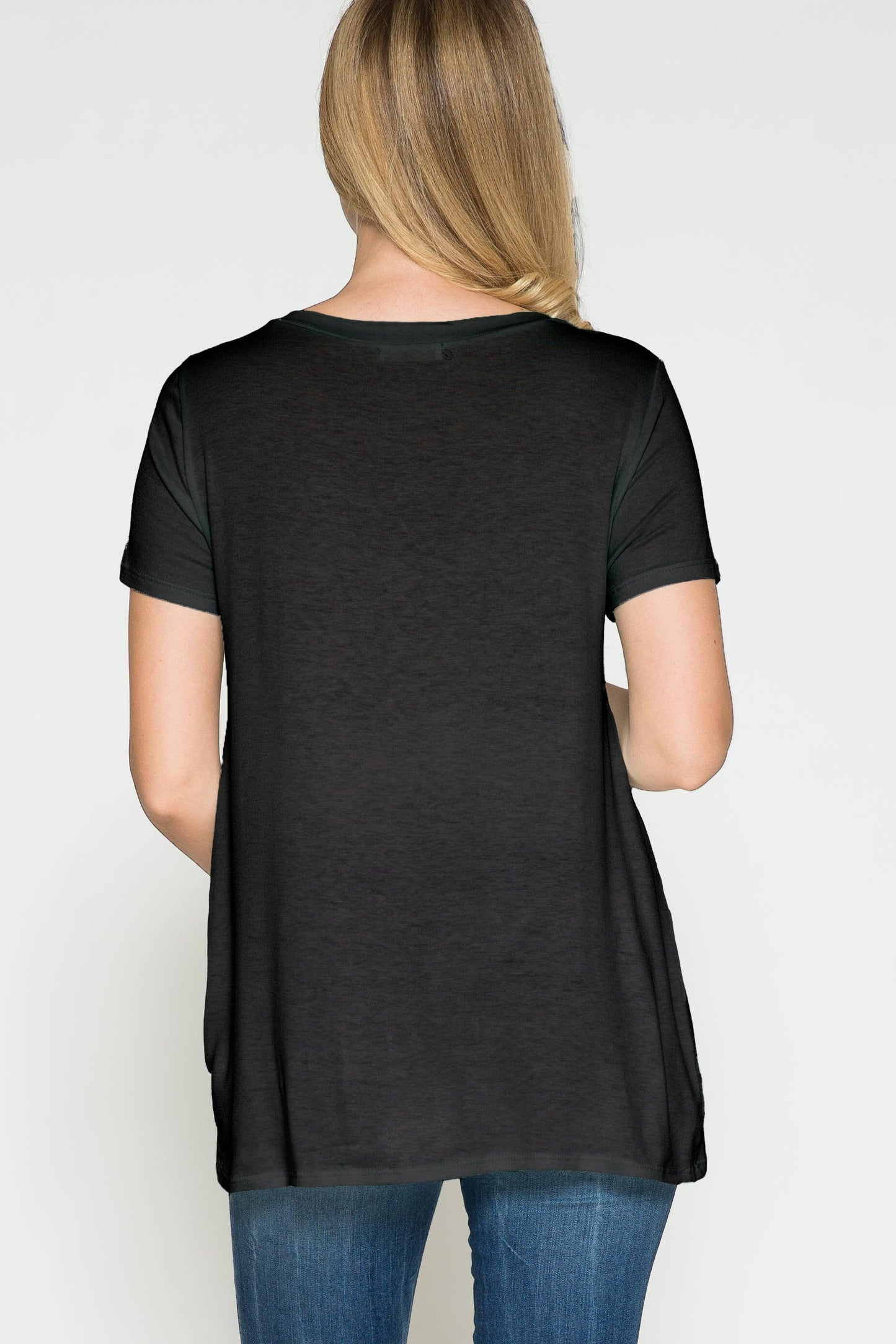Maternity Round Neck Front Twist Knotted Solid Basic Top