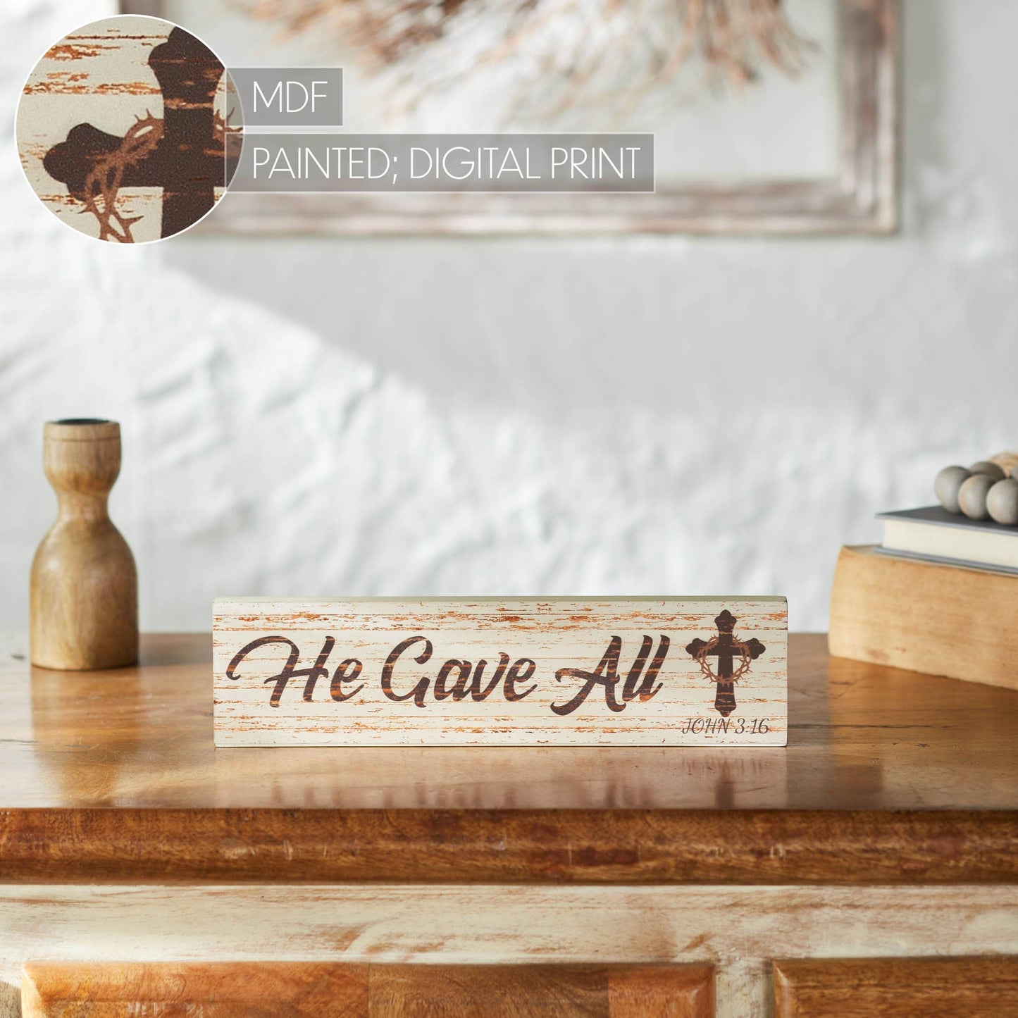 VHC Brands - Celebrate Grace Crown of Thorns MDF Wall Sign 2.75x11