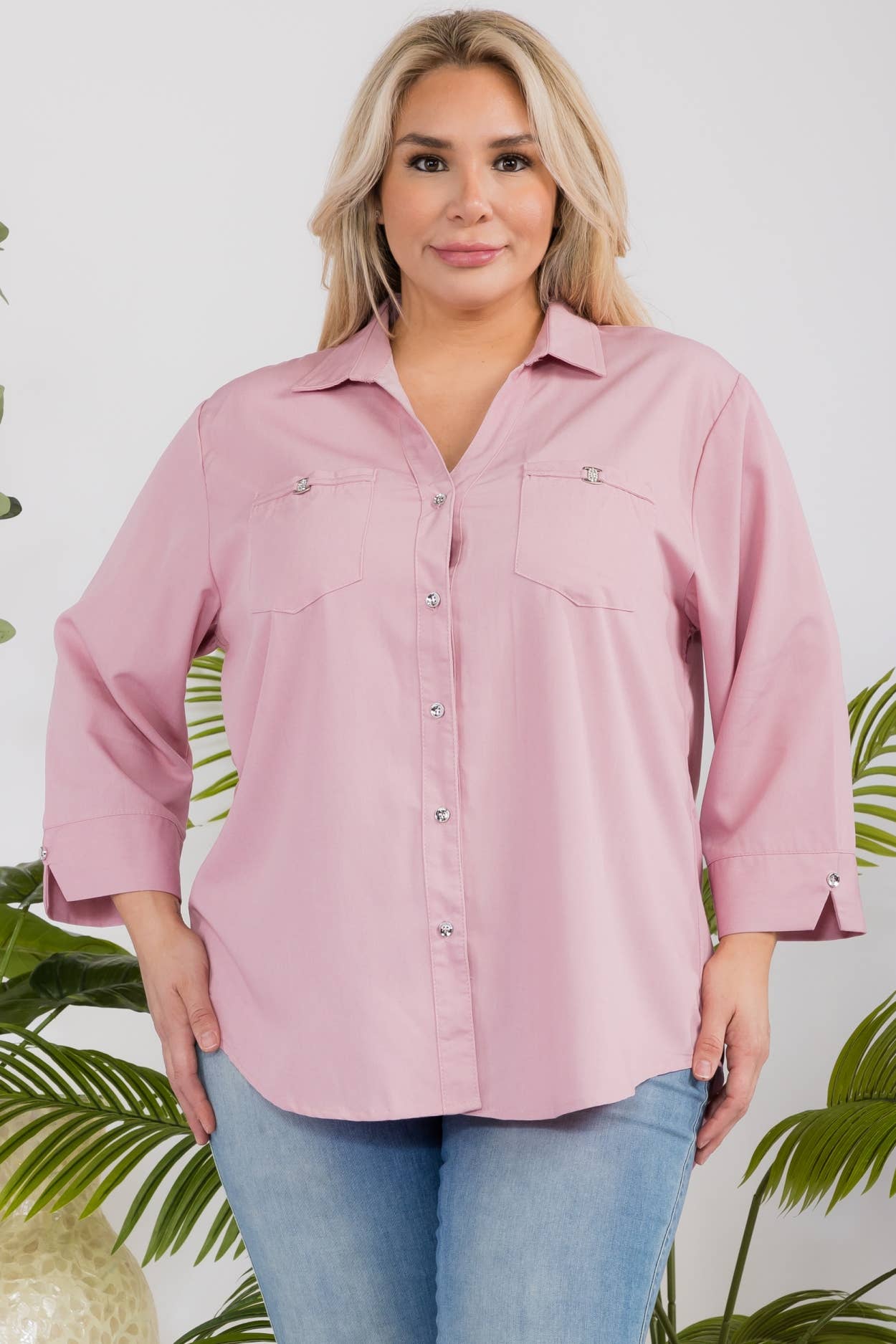 Plus Size Women Solid Casual Shirt