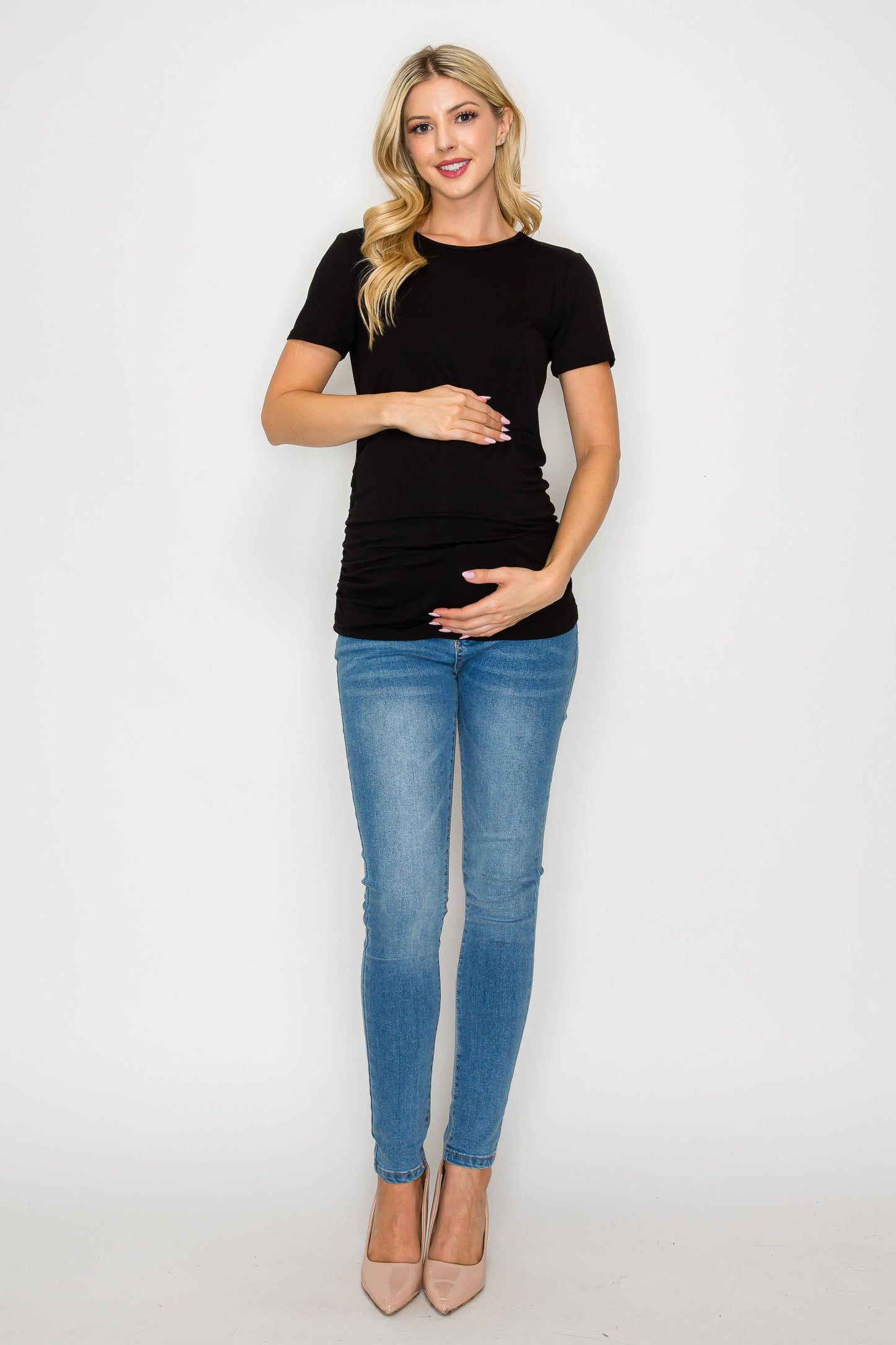 Elisse Casual Short Sleeve Top W/Side Ruched