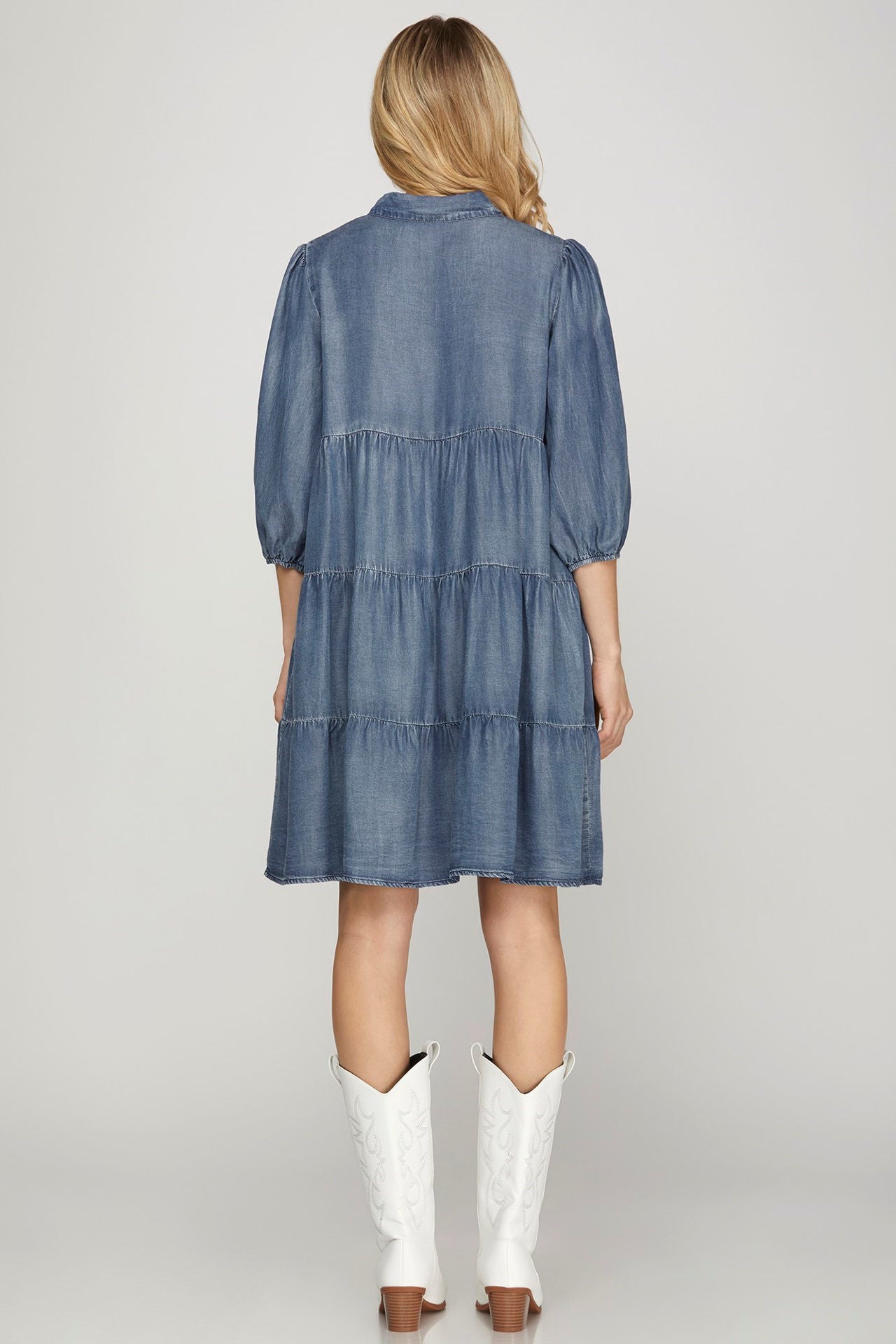 She & Sky Blue Denim Dress