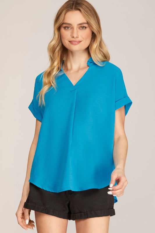 Short Sleeve V-Neck Blouse