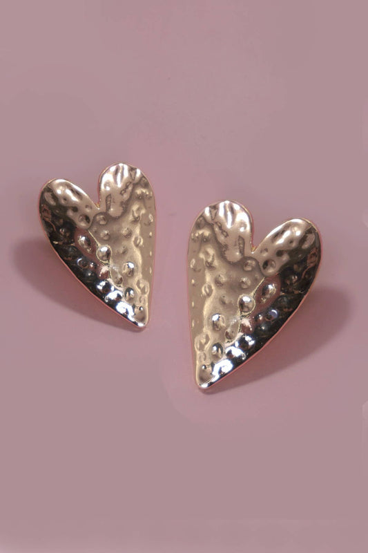 JOSSLYN by wall to wall - HAMMERED HEART TITANIUM POST EARRINGS | 80E5961