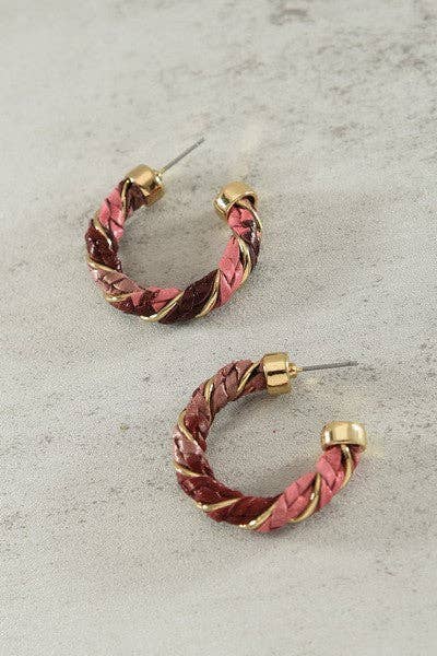 JOSSLYN by wall to wall - FAUX LEATHER ROPE HOOP EARRINGS | 52E2090216