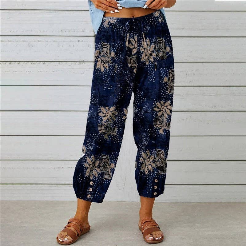 Sheer Trend - Vintage High Waist Drawstring Ankle Pants