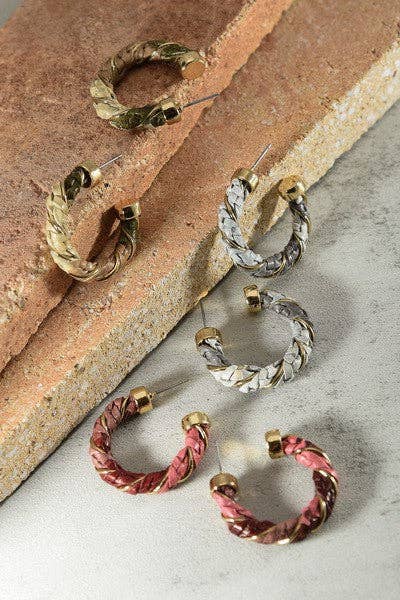 JOSSLYN by wall to wall - FAUX LEATHER ROPE HOOP EARRINGS | 52E2090216