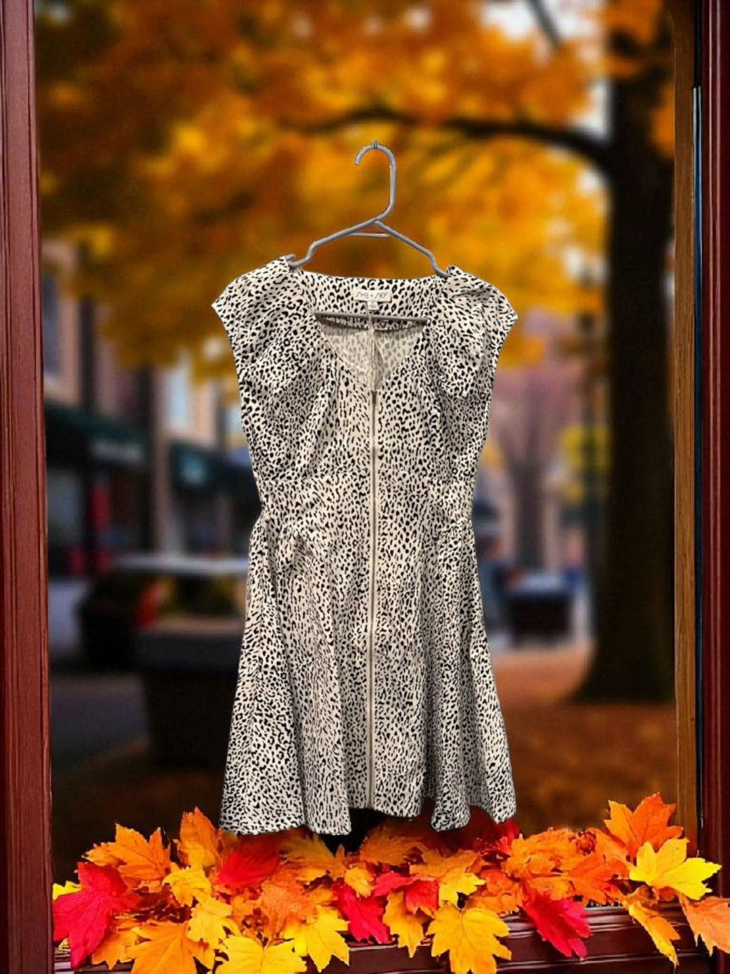 Black/White Leopard Print Dress