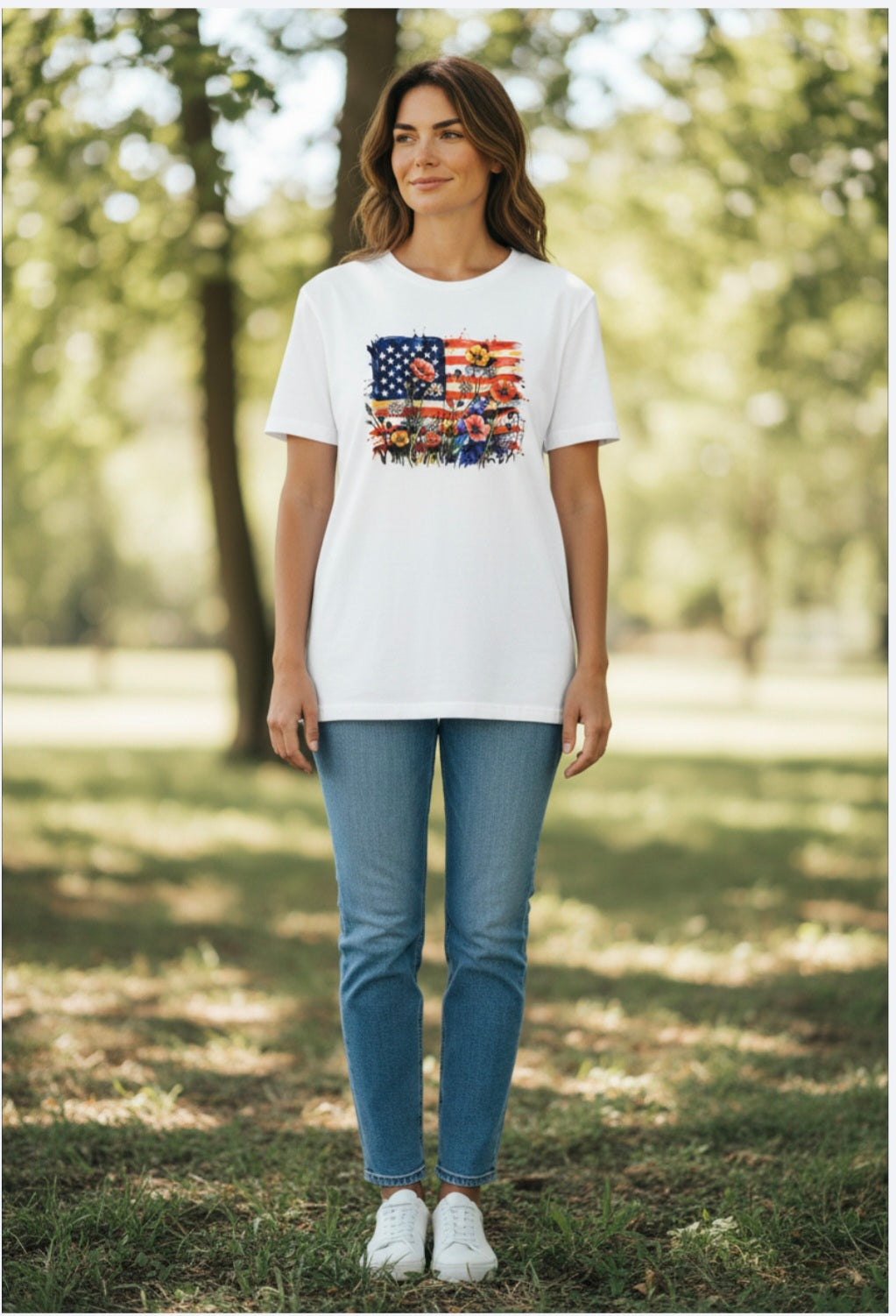 Lauras Closet - AMERICAN FLAG WITH FLOWERS
