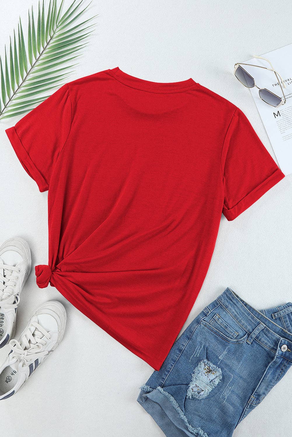 PRETTY BASH - PRETTY BASH Solid Short Sleeve Crew Neck Tee