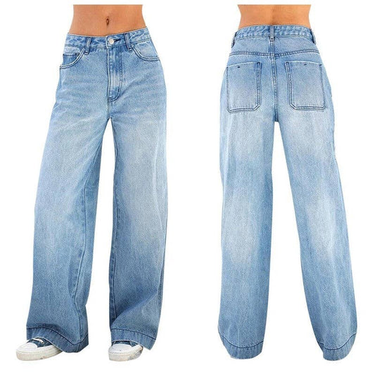 Plush Looks - High-Waisted Wide-Leg Women's Jeans