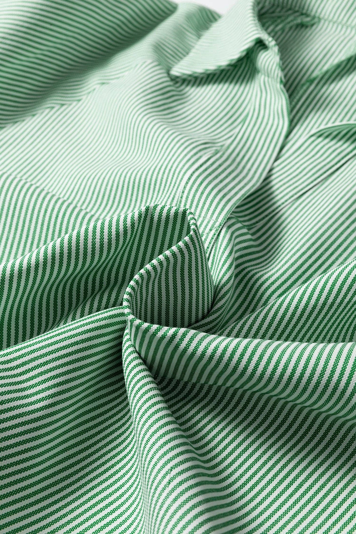 PRETTY BASH - PRETTY BASH Stripe Tied Short Sleeve Collared Blouse