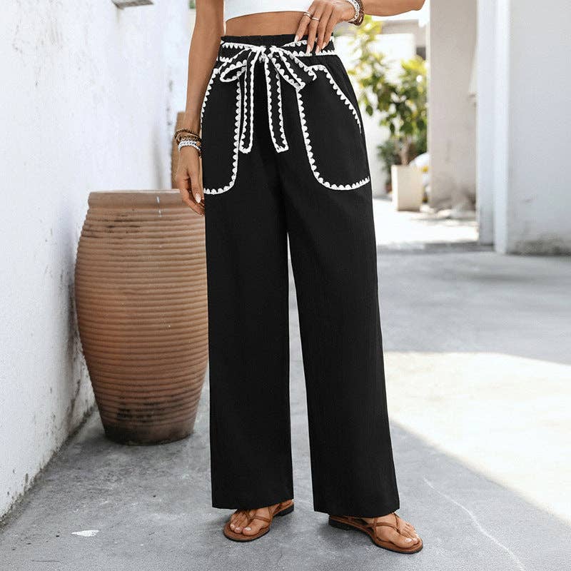 Lovesoft - High Waist Wide Leg Drawstring Casual Pants