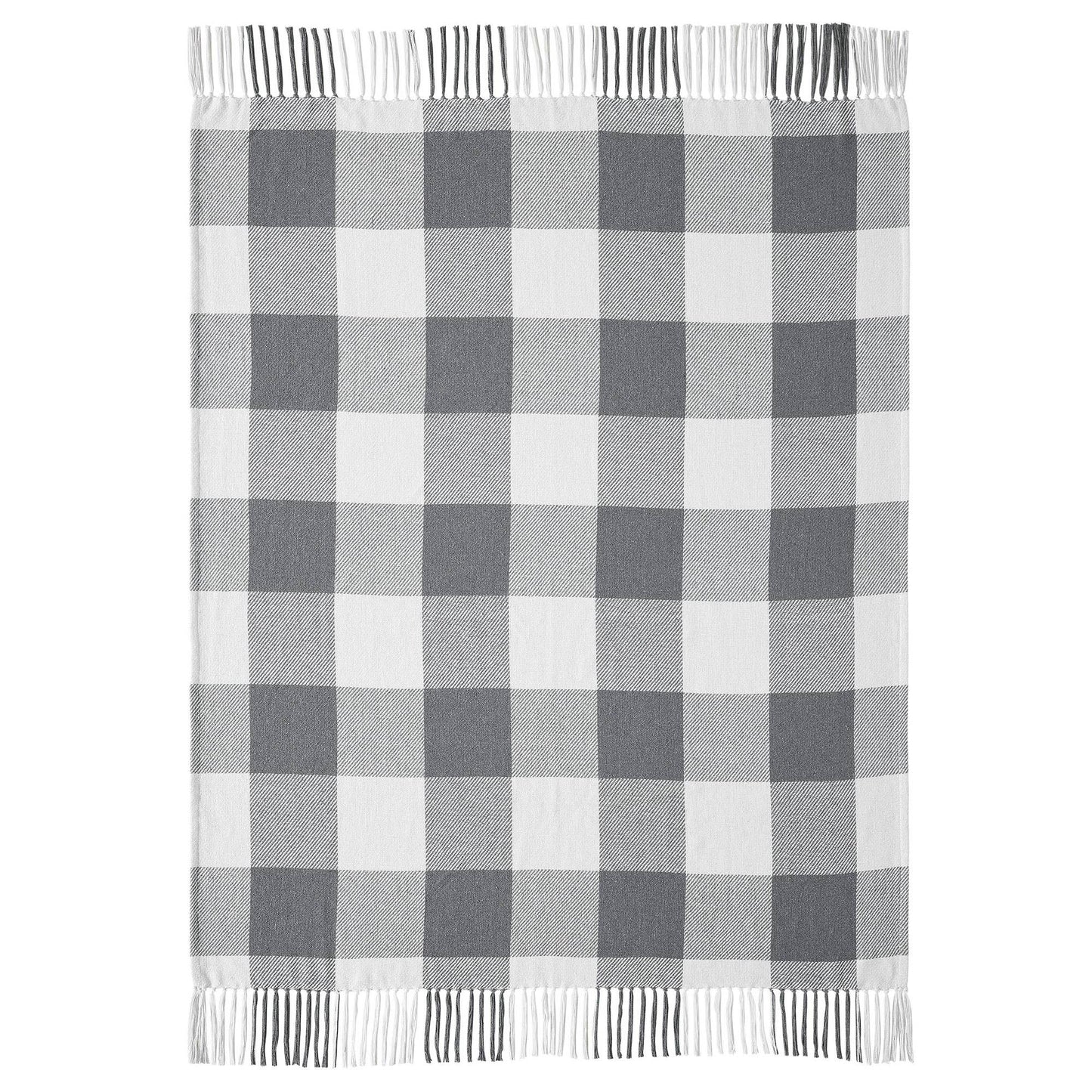 VHC Brands - Annie Grey Buffalo Check Woven Throw Blanket 50x60