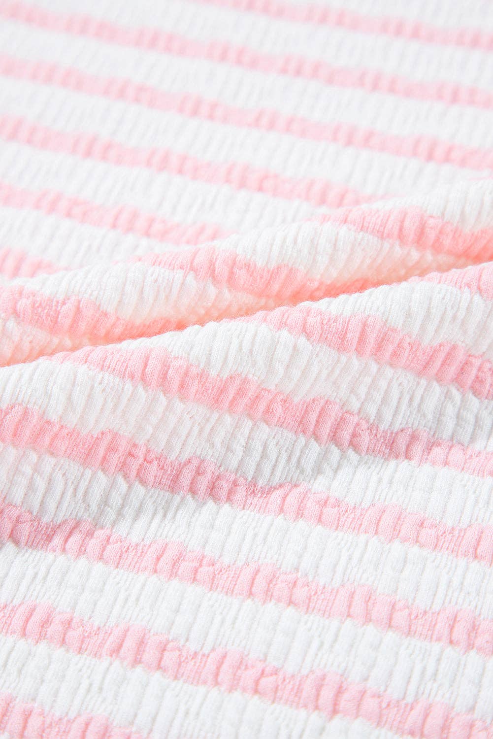 PRETTY BASH - PRETTY BASH Plus Size Stripe Textured 3/4 Sleeve Top