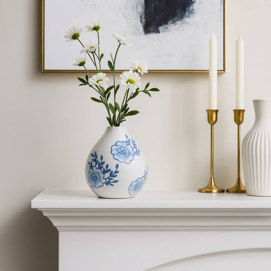 Sagebrook Home - Decorative Vase - Blue/White Ceramic Chinoiserie Bud, 5 in.