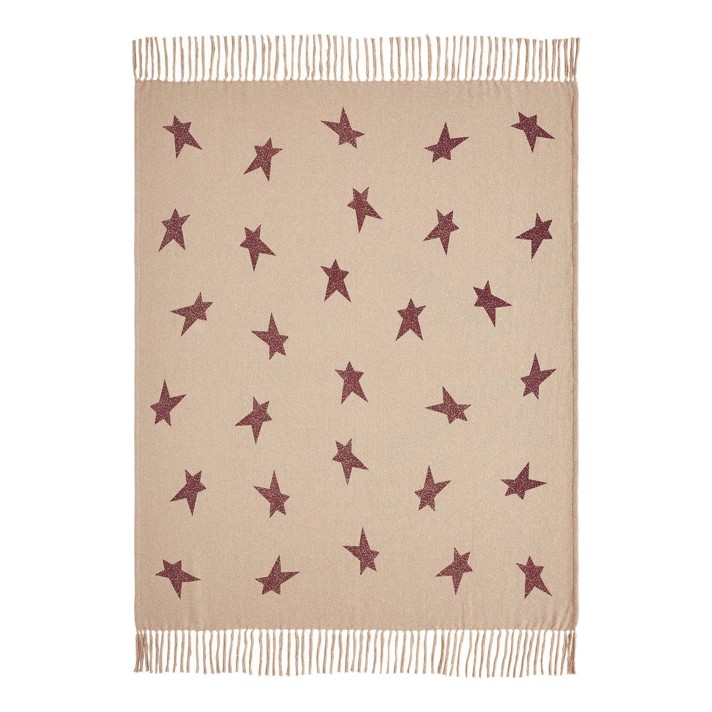 VHC Brands - Burgundy Primitive Star Woven Throw Blanket 50x60 Gable